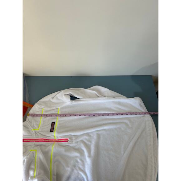 Vineyard Vines white quarter zip womens M terry cloth neon piping - Picture 6 of 7